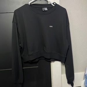 black cropped shirt with love on it
